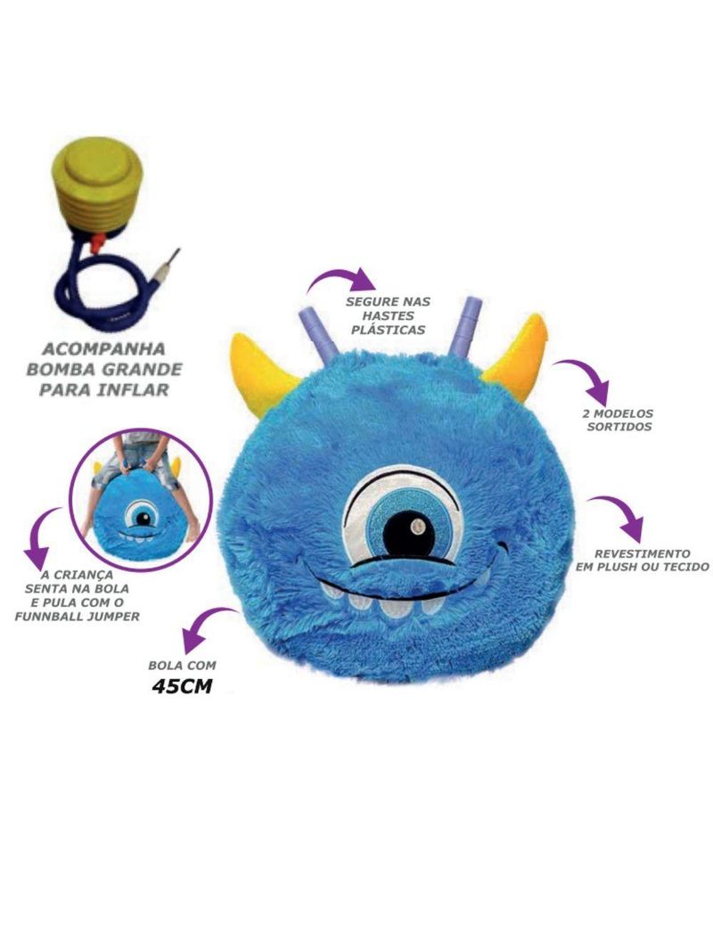 Pelúcia Bola Inflável Azul Infantil Com Bomba Inclusa