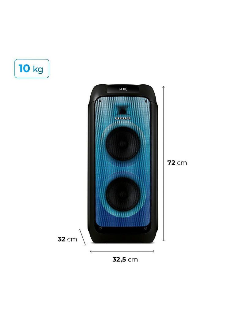 Caixa De Som Partybox Aiwa Pb-05 Bluetooth 20h Rgb Usb Tws Preto Bivolt