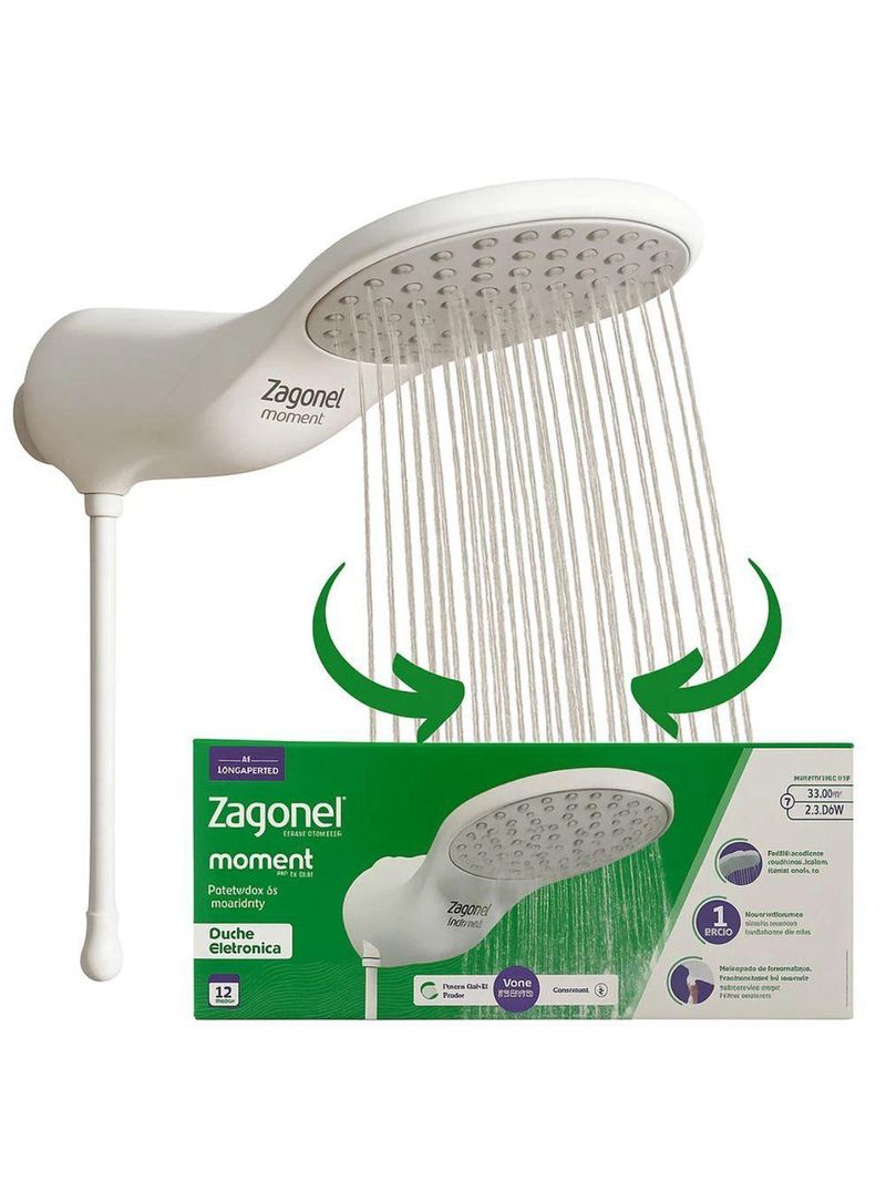 Ducha Eletrônica Moment Grande Vazão Zagonel Branco Potência 5500W 110V