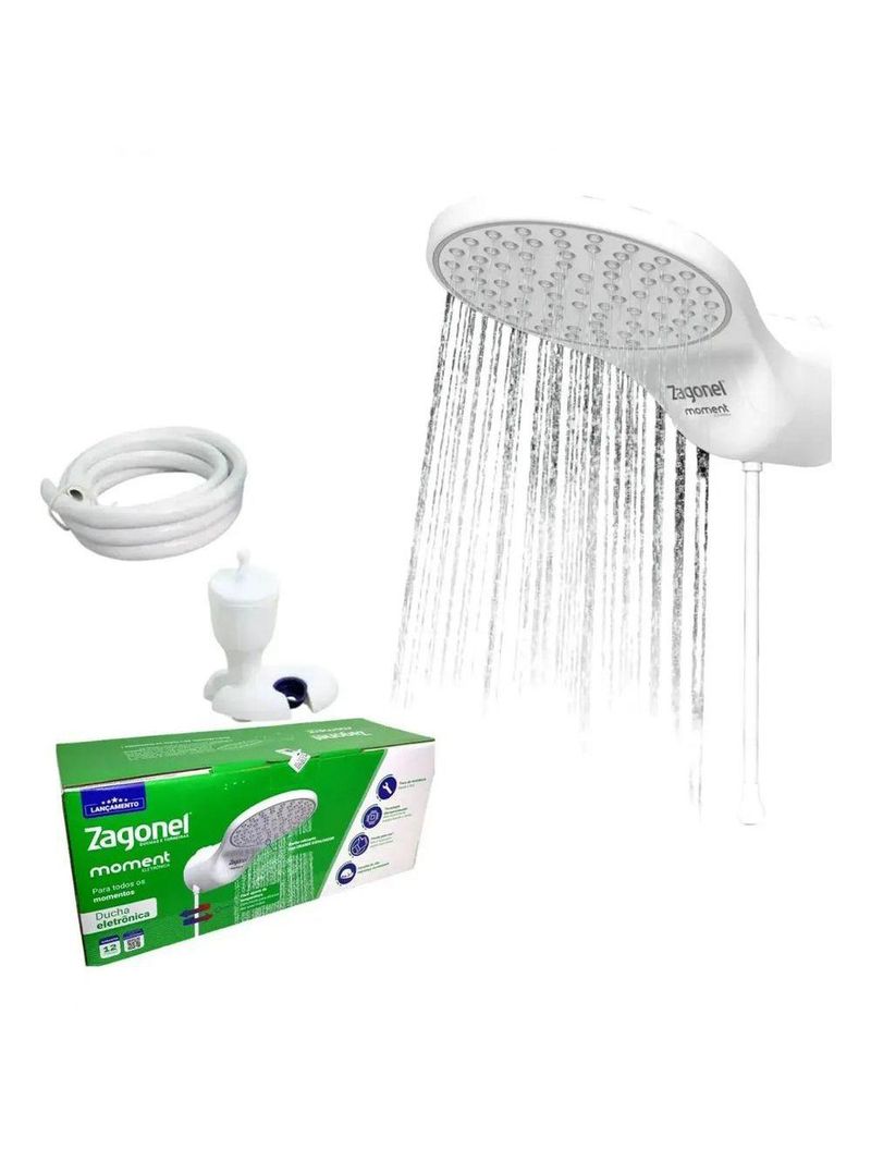 Ducha Eletrônica Moment Grande Vazão Zagonel Branco Potência 5500W 110V