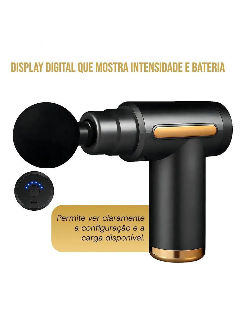 Massageador Pistola Elétrica Profissional Muscular Portátil Aparelho Fisioterapia Corporal, 6 Velocidades