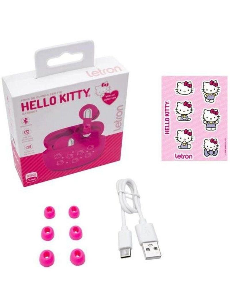 Fone De Ouvido Bluetooth Letron Hello Kitty