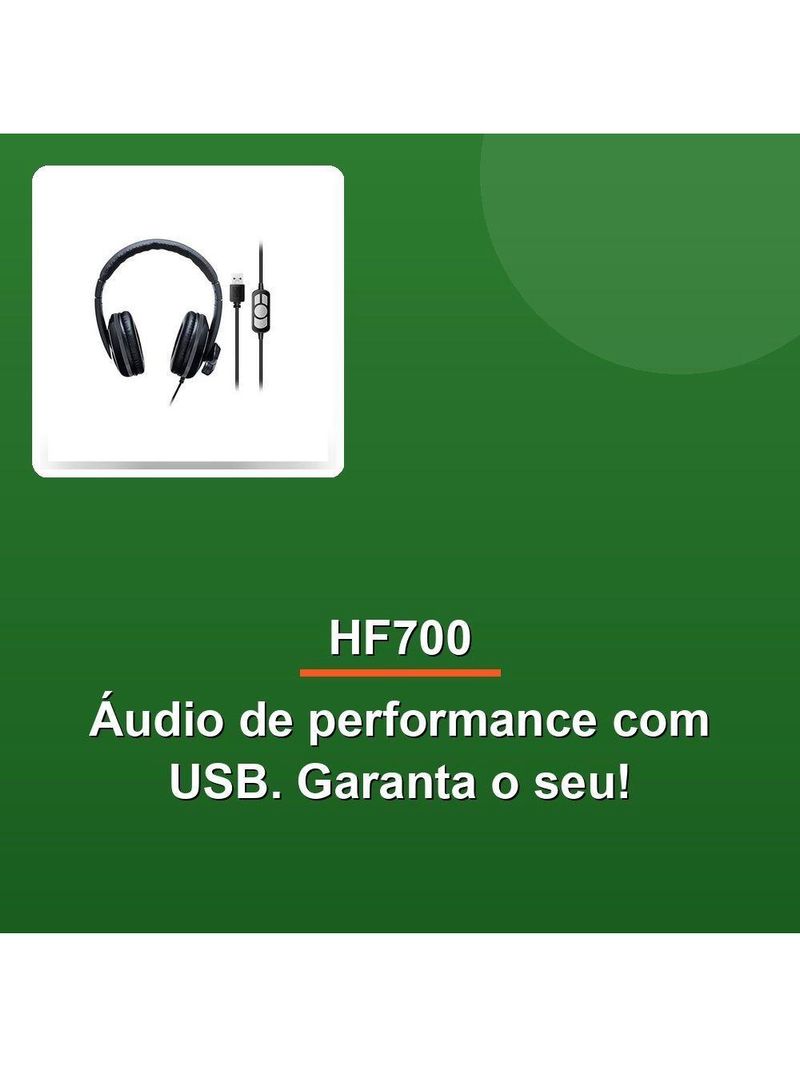 Headset Com Fio Hf700 Usb 210cm Ruído Preto