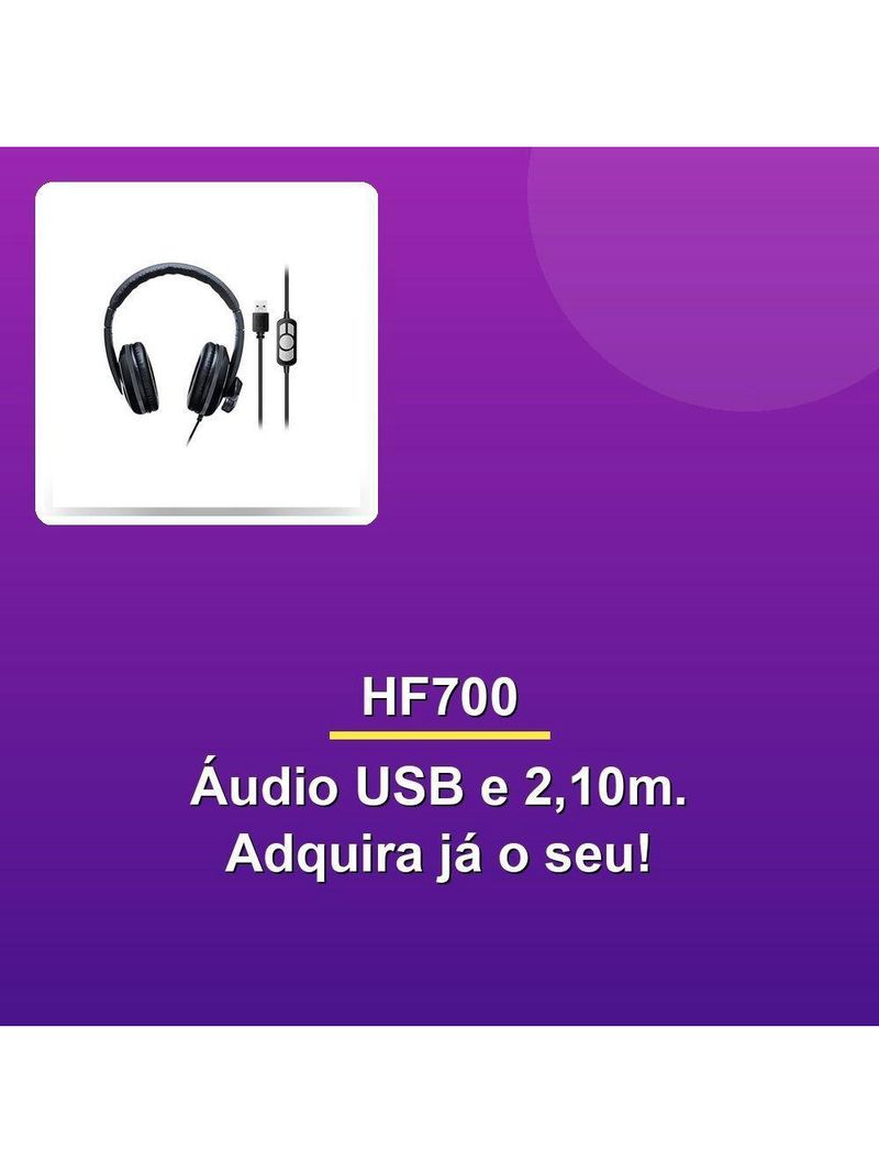 Headset Com Fio Hf700 Usb 210cm Ruído Preto