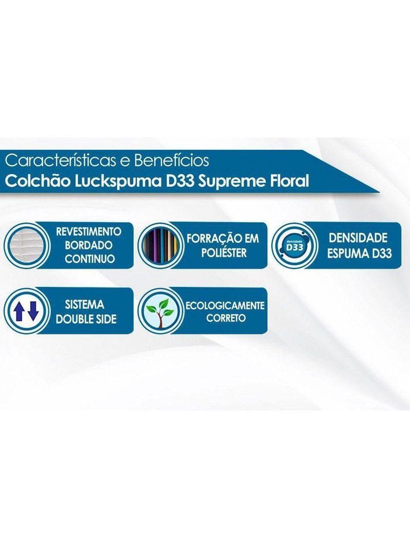 Colchão Casal Espuma D33 Supreme Floral Pró Saúde (138x188x17) - Luckspuma