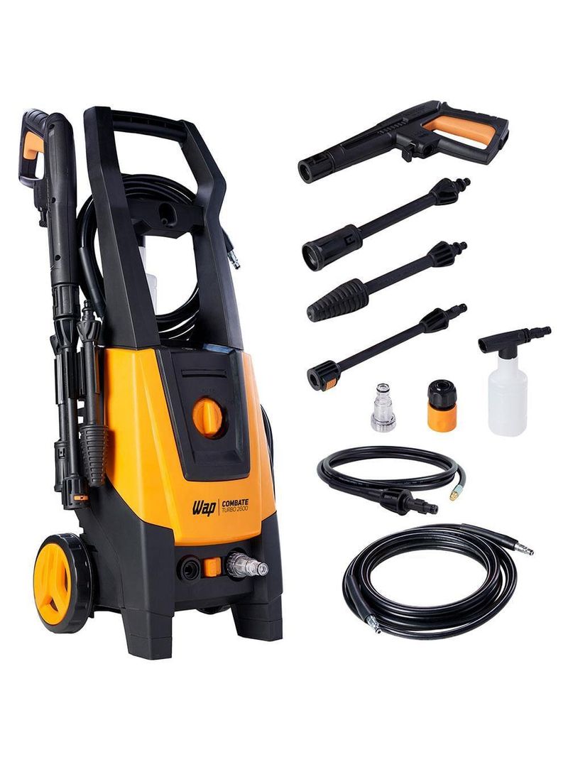 Lavadora de alta pressão wap combate turbo ultra 2600 2100psi com mangueira desentupidora e lança com bico regulável - 1700w