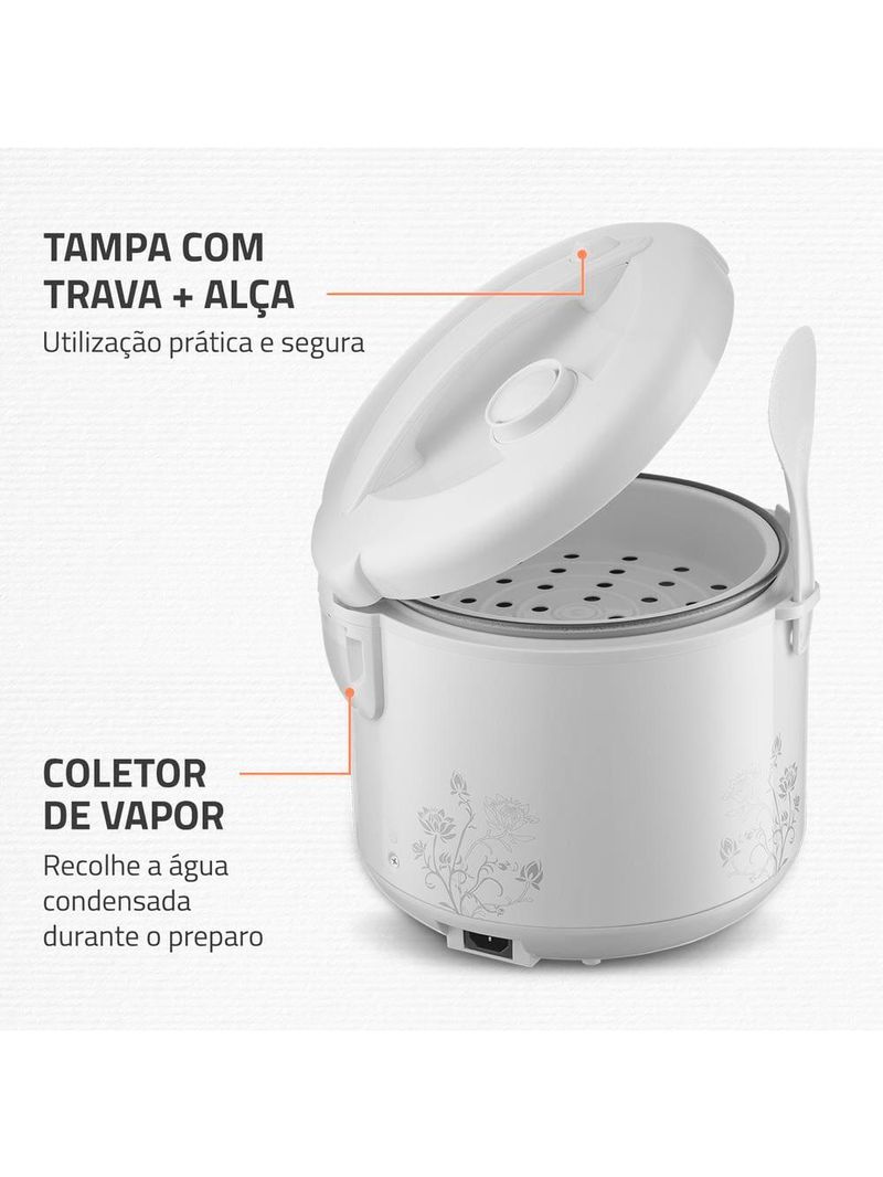 Panela elétrica de arroz mondial bianca rice pe-10 10 xícaras - branca