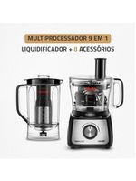Multiprocessador de alimentos mondial turbo chef 9 em 1 mpn-01-bf 2 velocidades + pulsar 1000 w