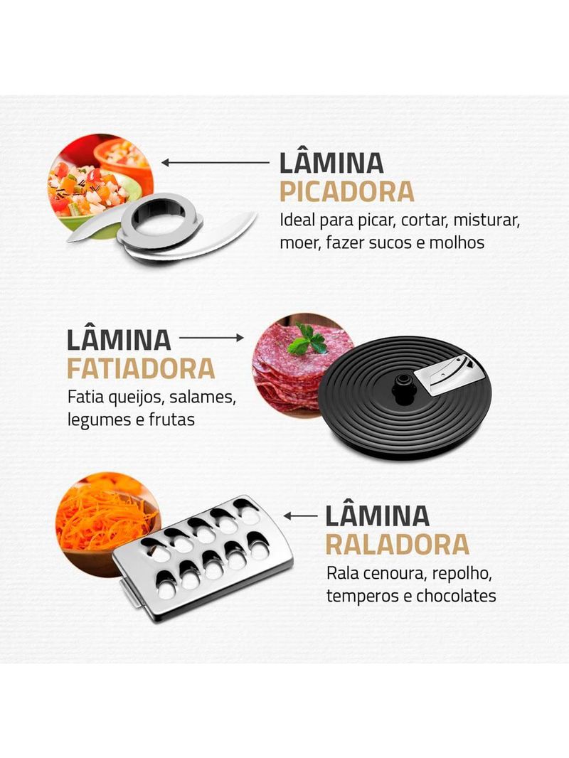 Multiprocessador de alimentos mondial turbo chef 9 em 1 mpn-01-bf 2 velocidades + pulsar 1000 w