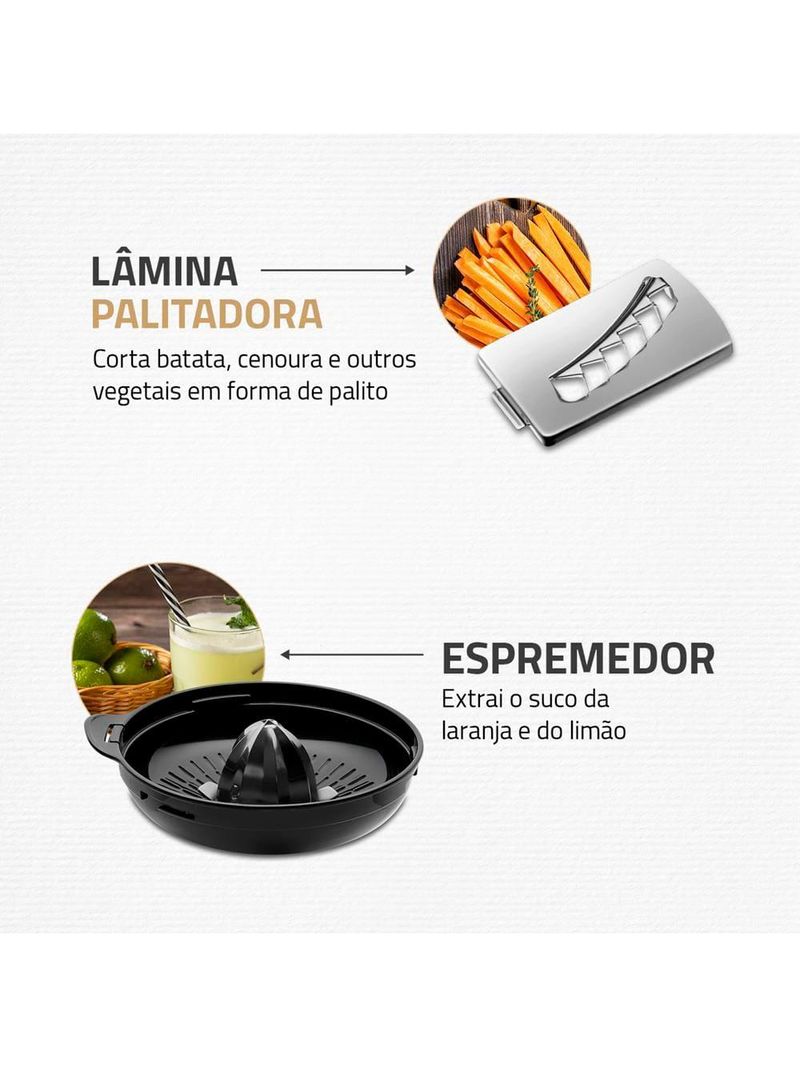 Multiprocessador de alimentos mondial turbo chef 9 em 1 mpn-01-bf 2 velocidades + pulsar 1000 w