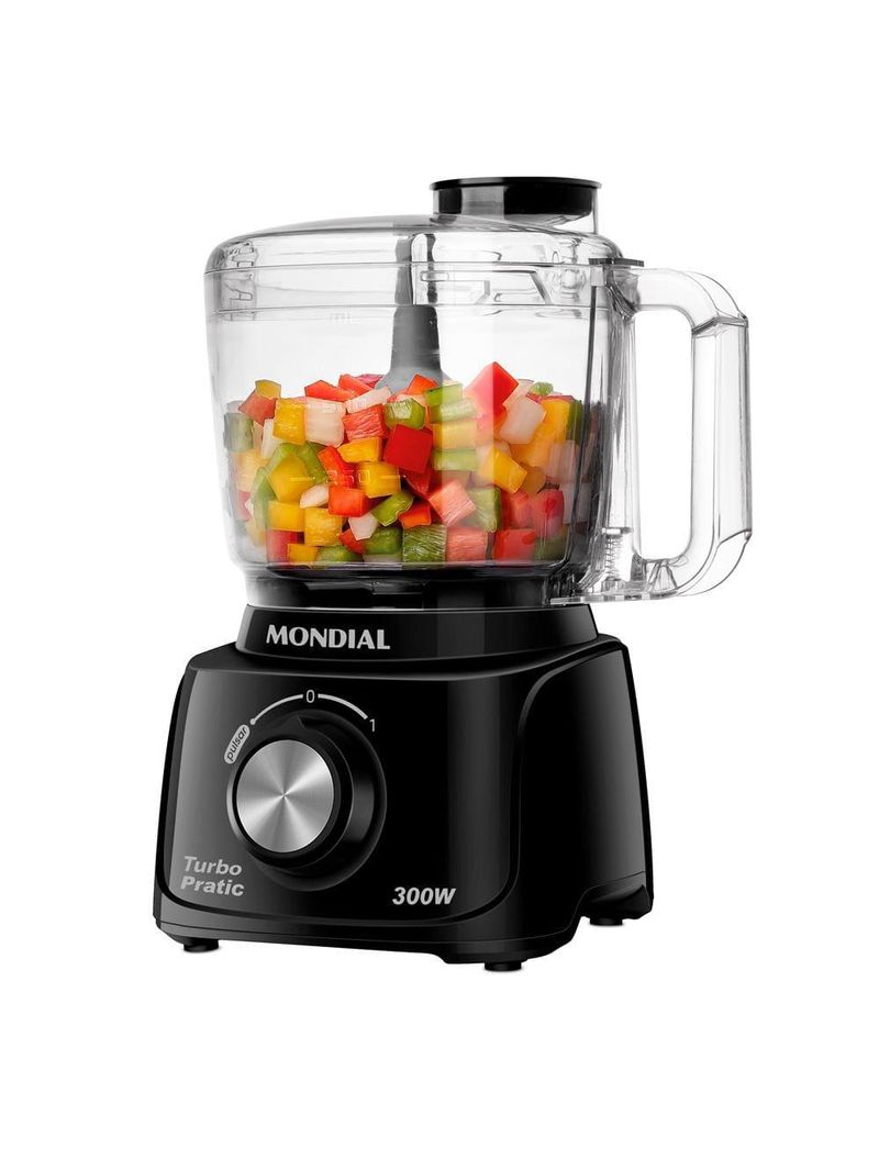 Mini processador de alimentos mondial turbo pratic mp-16 300w - preto