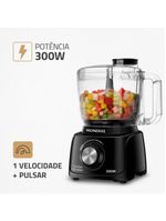 Mini processador de alimentos mondial turbo pratic mp-16 300w - preto