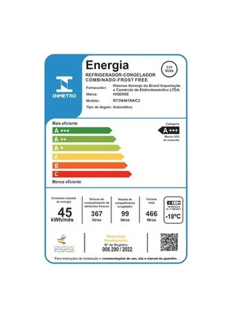 Geladeira hisense frost free 466l duplex inverter rt3n461 portas planas prateleiras de vidro econômica inox