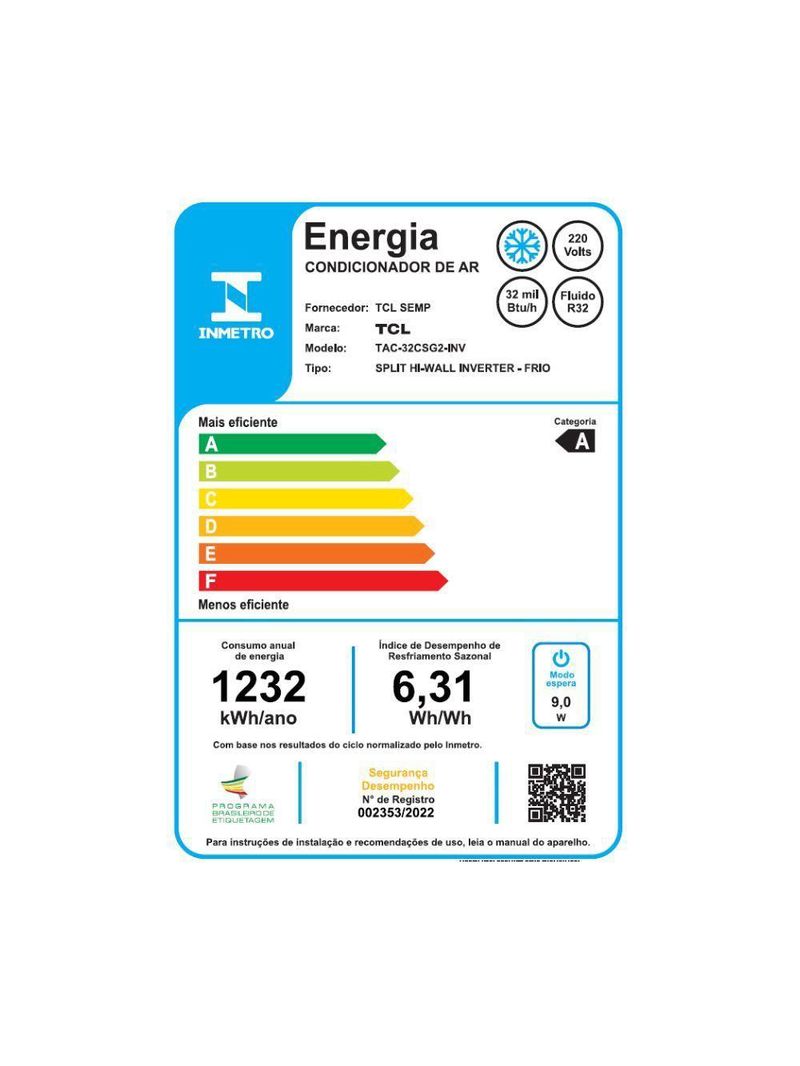 Ar Condicionado Split Inverter TCL Elite G2 32000 BTUs Frio 220V TAC-32CSG2-INV