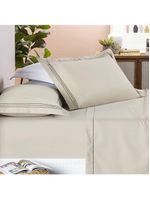 Jogo De Cama Trio 400 Fios King 04 Peças 100% Poliéster - Caqui