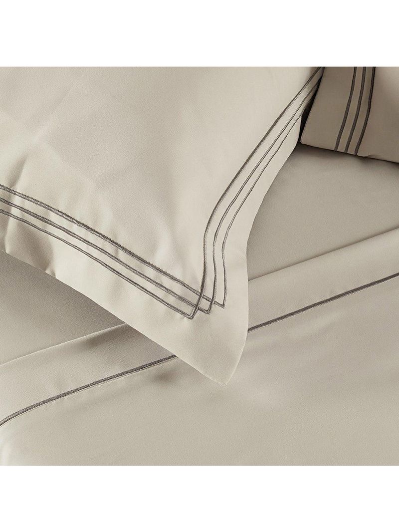 Jogo De Cama Trio 400 Fios King 04 Peças 100% Poliéster - Caqui