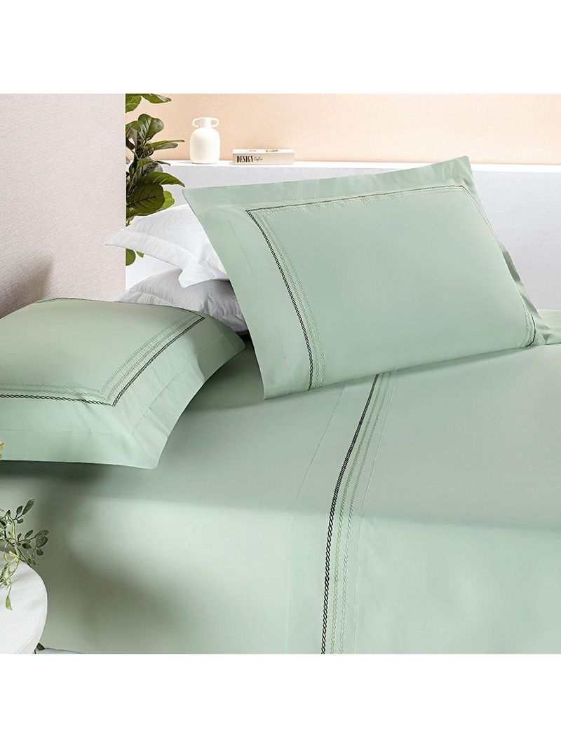 Jogo De Cama Ellos 200 Fios King 04 Peças 80% Algodão / 20% Poliéster - Menta