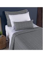 Kit Cobre Leito Solteiro 2 Peças Bordado Urbany Hipercal 400 Fios 100% Poliéster - Cinza