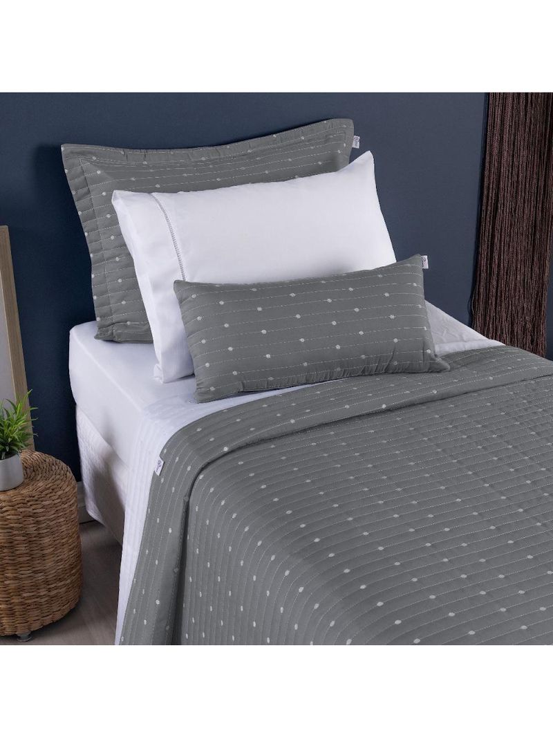 Kit Cobre Leito Solteiro 2 Peças Bordado Urbany Hipercal 400 Fios 100% Poliéster - Cinza