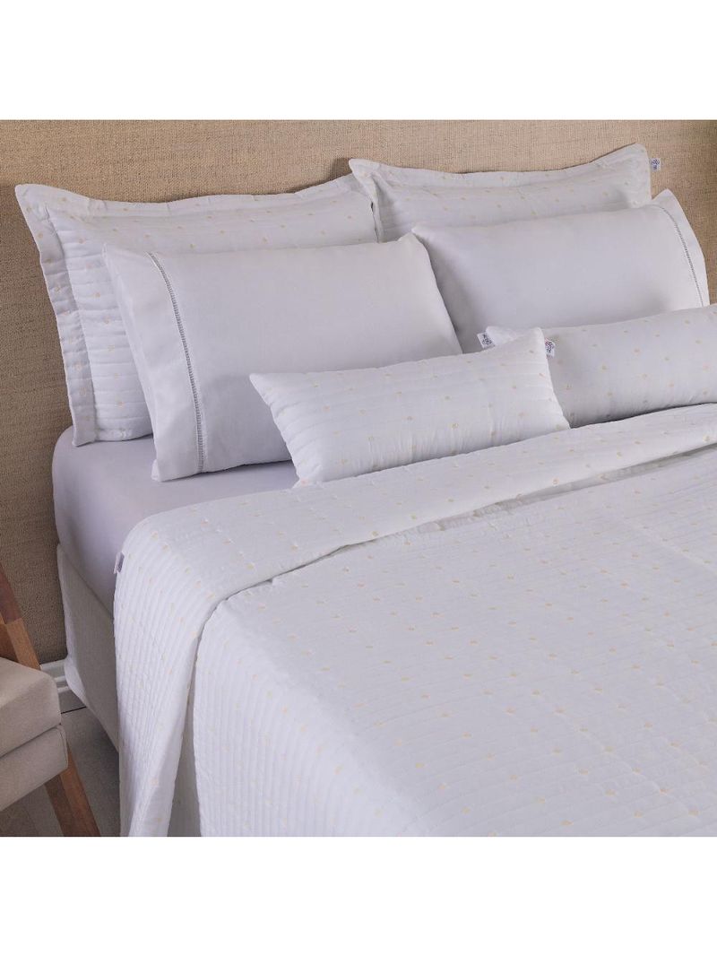 Kit Cobre Leito Queen 3 Peças Bordado Urbany Hipercal 400 Fios 100% Poliéster - Branco