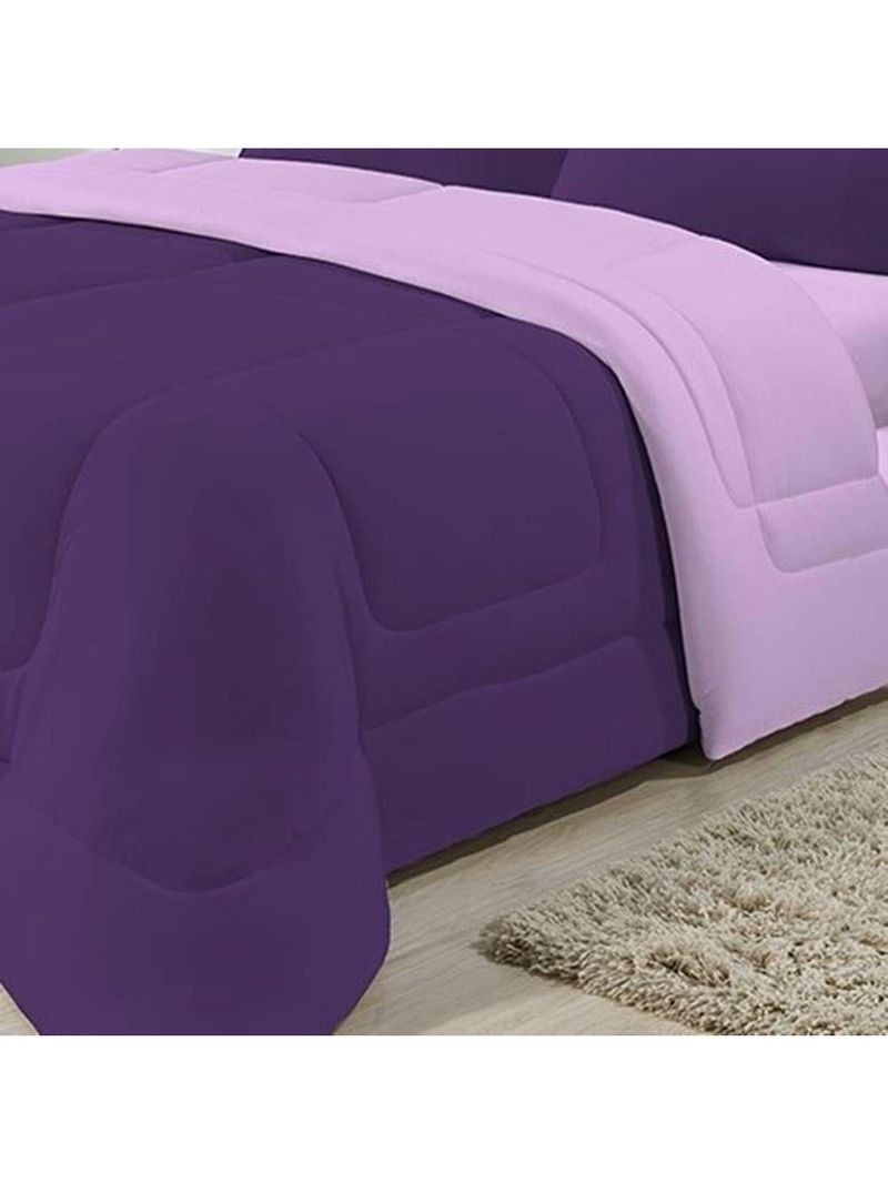 Edredom Dupla Face 100% Algodão Malha Queen Gran Moratta 01 Peça - Roxo- Lilas