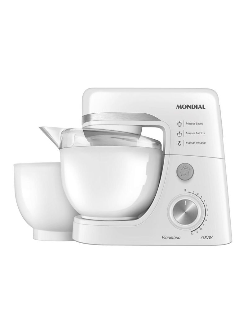 Batedeira planetária mondial bp-03w-2b com 12 velocidades e 700w - branca