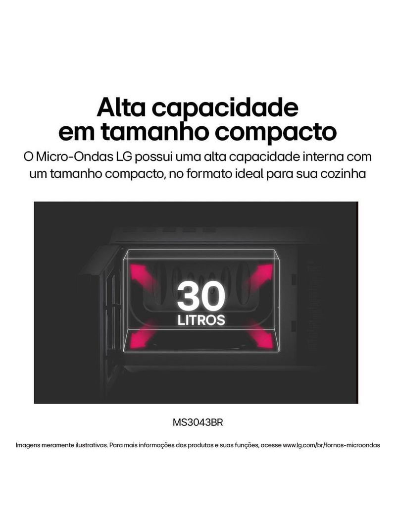 Forno micro-ondas lg ms3043br com função manter aquecido e limpa fácil - prata 220V