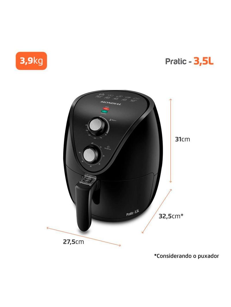 Fritadeira elétrica sem Óleo air fryer mondial af35-bf mk ne 1500w 3,5 litros - preta