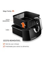Fritadeira elétrica sem Óleo air fryer mondial mega family afn-80-bi 8l preta/inox