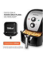 Fritadeira elétrica sem Óleo air fryer mondial mega family afn-80-bi 8l preta/inox