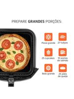 Fritadeira elétrica sem Óleo air fryer mondial mega family afn-80-bi 8l preta/inox