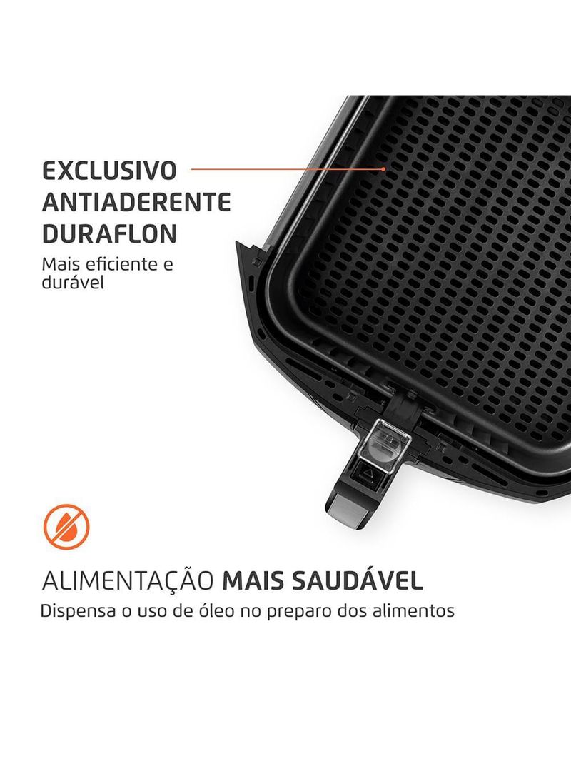 Fritadeira elétrica sem Óleo air fryer mondial mega family afn-80-bi 8l preta/inox