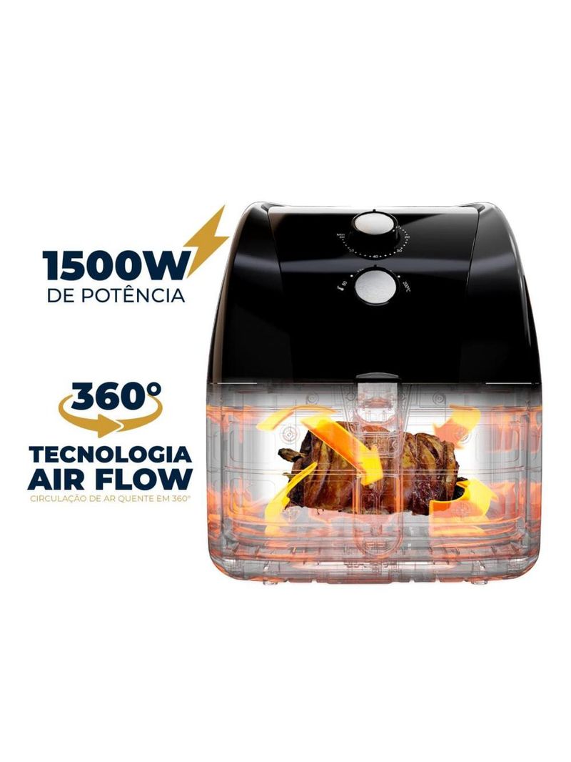 Fritadeira elétrica britânia bfr51 gold 5,5l 1500w air flow preta