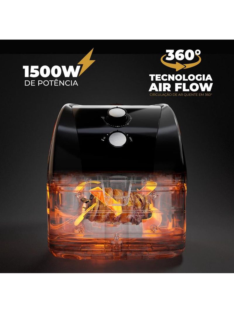 Fritadeira elétrica britânia bfr51 gold 5,5l 1500w air flow preta