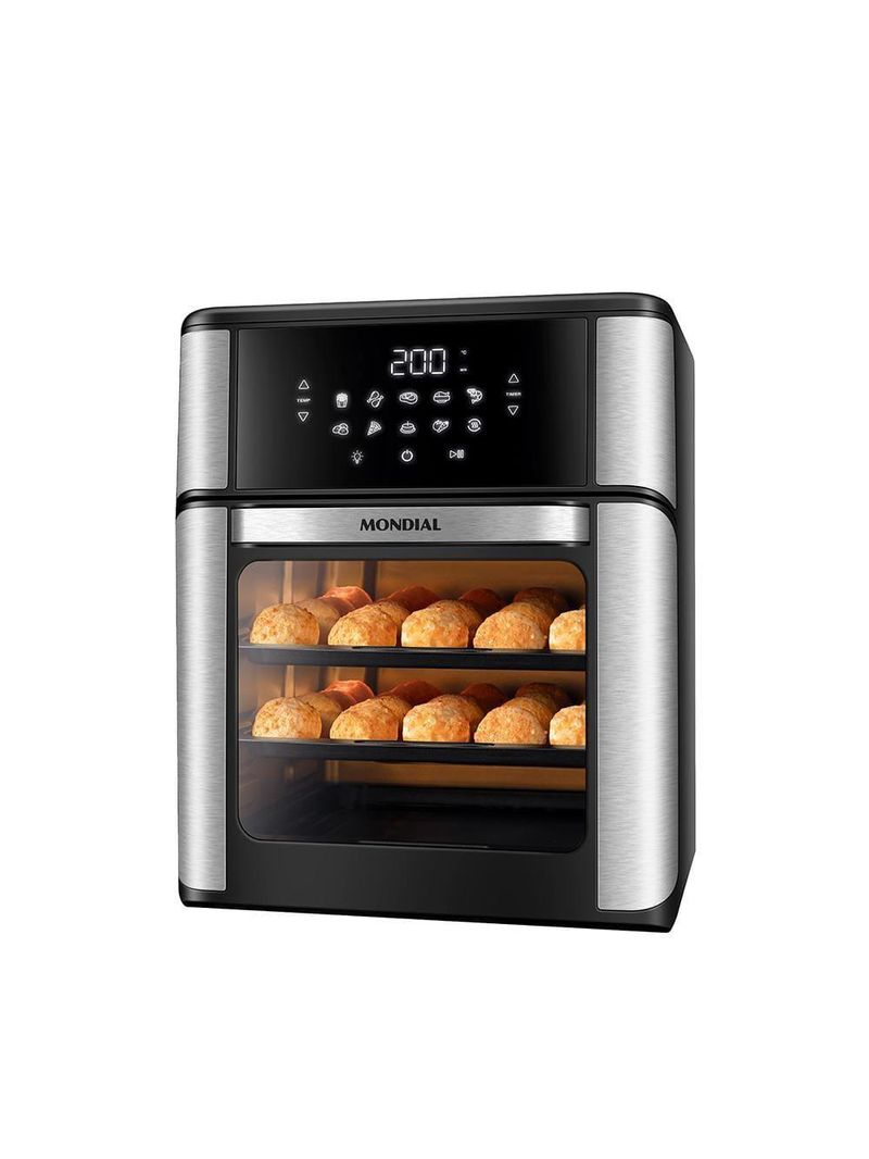 Fritadeira elétrica sem Óleo air fryer oven 2 em 1 mondial afon-12l-bi 12l digital – preta/inox