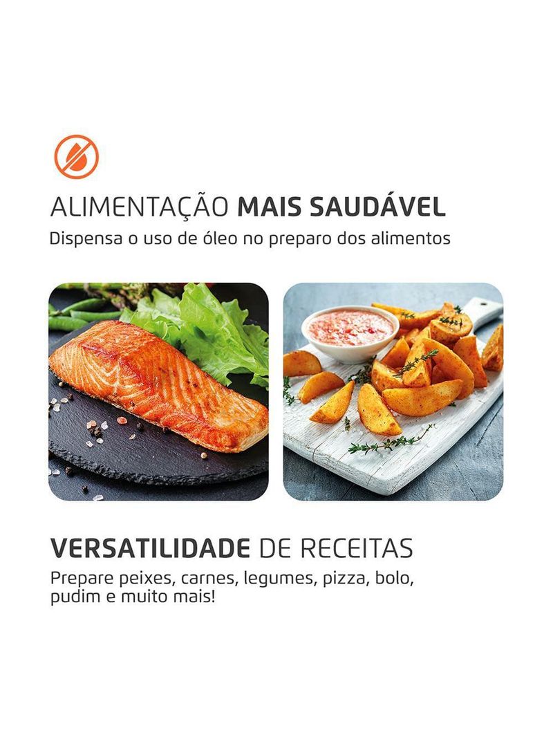 Fritadeira elétrica sem Óleo air fryer oven 2 em 1 mondial afon-12l-bi 12l digital – preta/inox