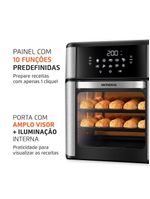 Fritadeira elétrica sem Óleo air fryer oven 2 em 1 mondial afon-12l-bi 12l digital – preta/inox