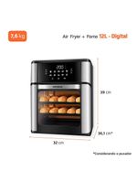 Fritadeira elétrica sem Óleo air fryer oven 2 em 1 mondial afon-12l-bi 12l digital – preta/inox