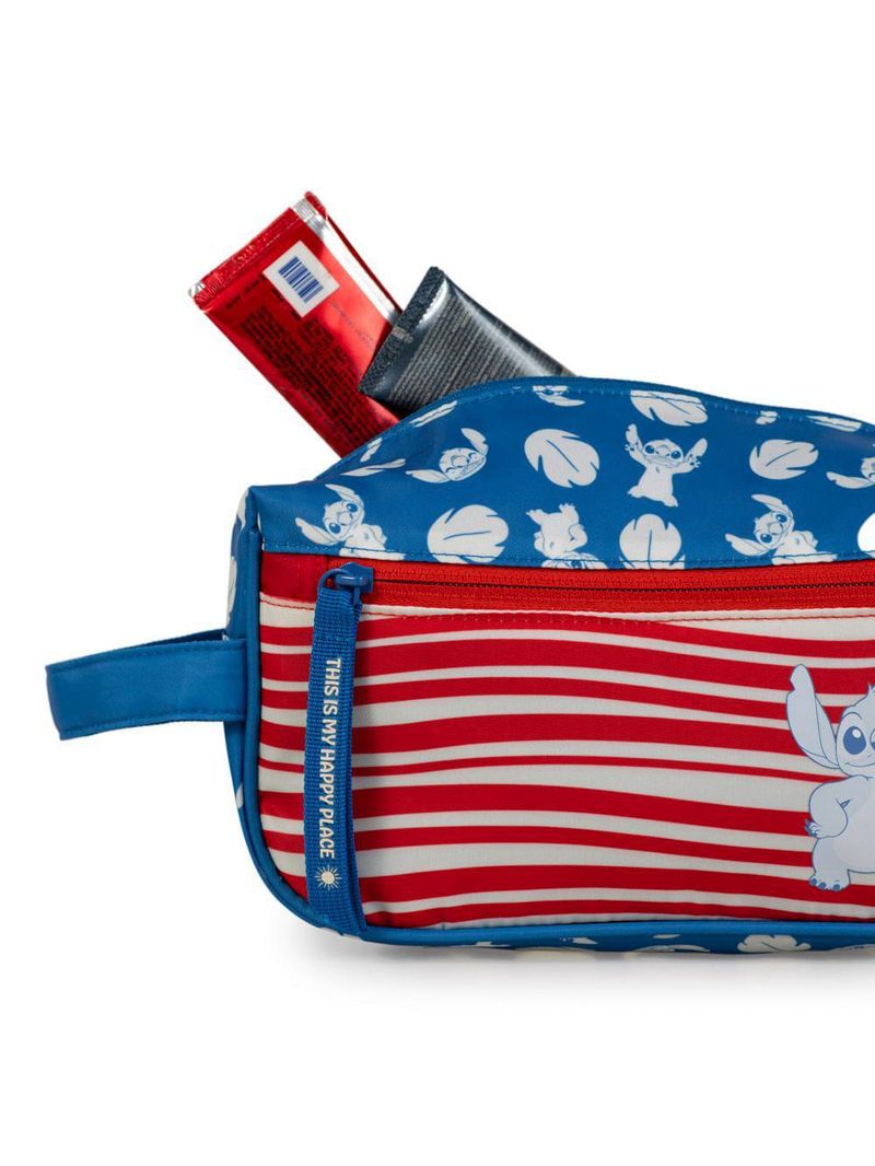 Necessaire escolar feminina stitch hapinnes azul