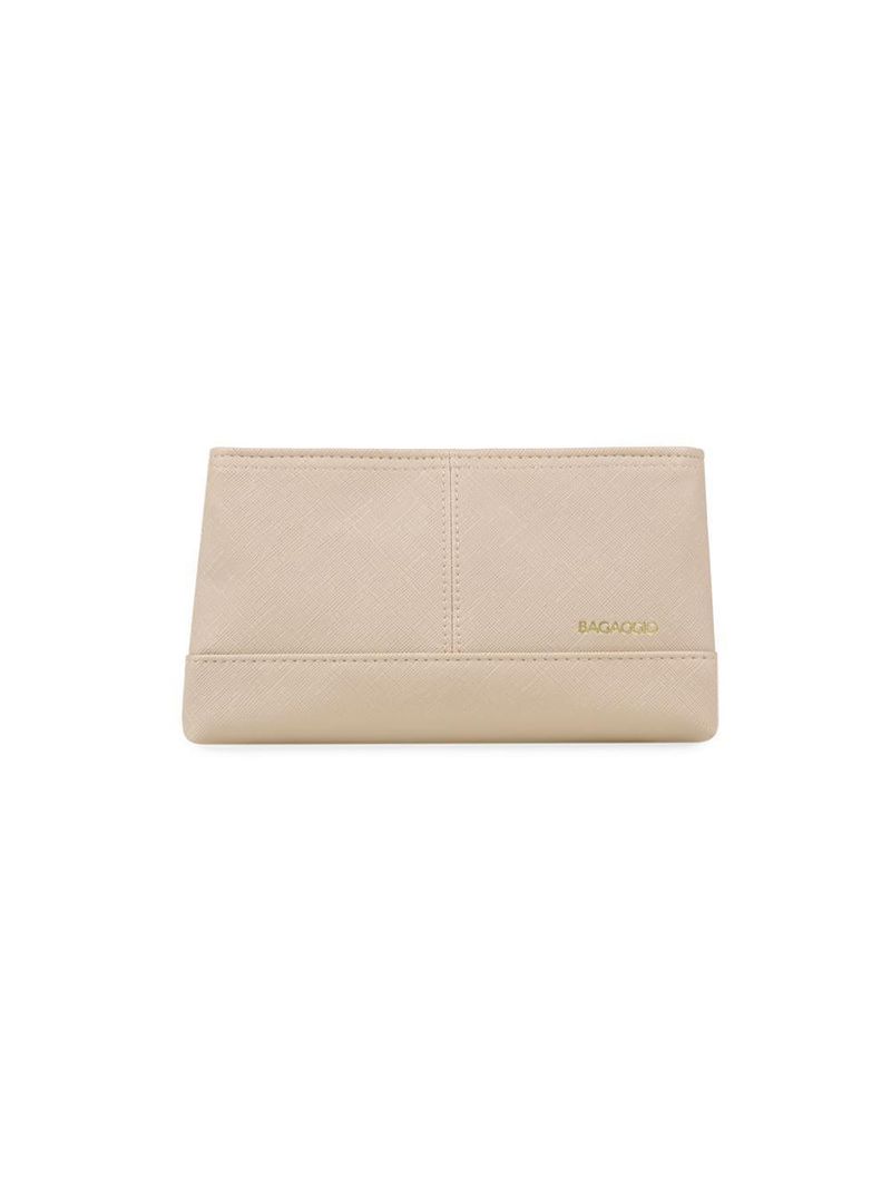 Nécessaire viagem feminina pequena recortes bege