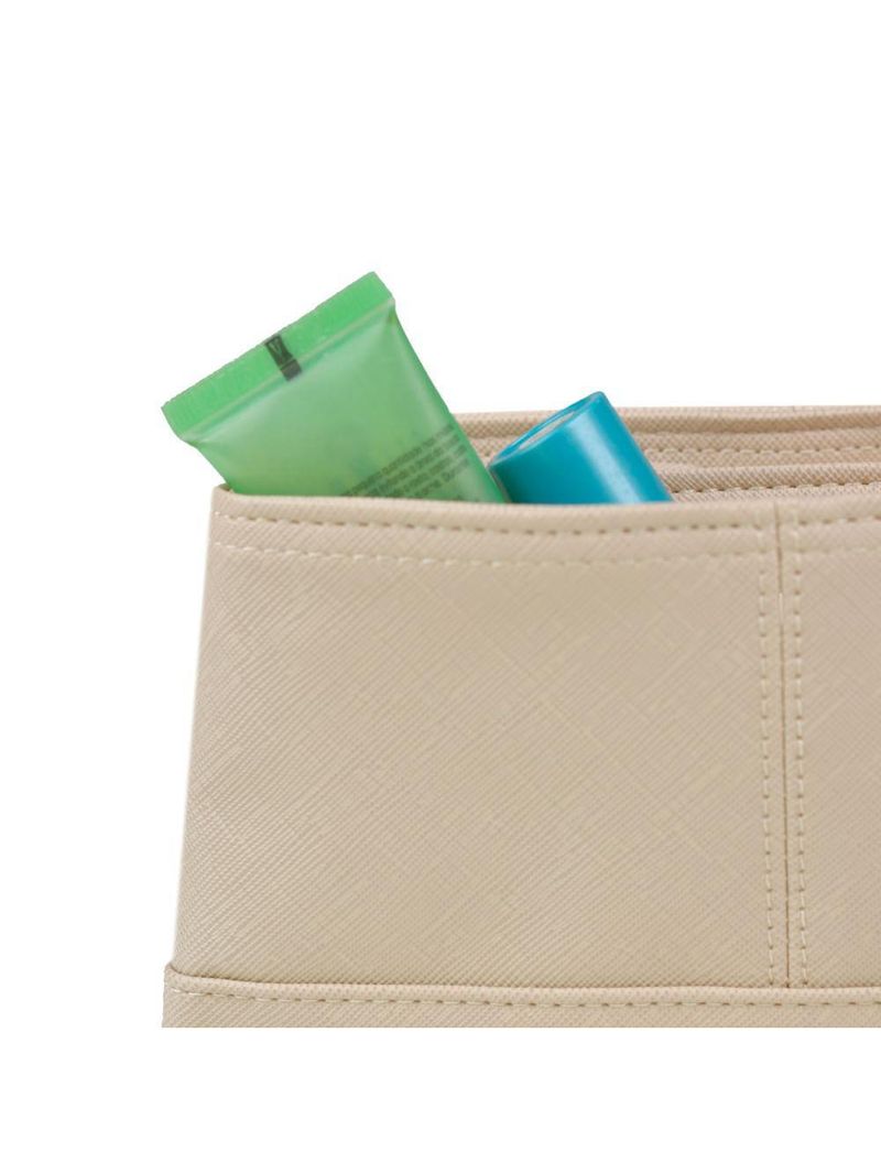 Nécessaire viagem feminina pequena recortes bege