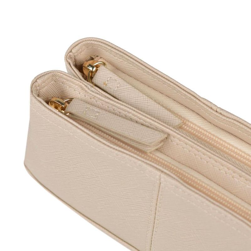 Nécessaire viagem feminina pequena recortes bege