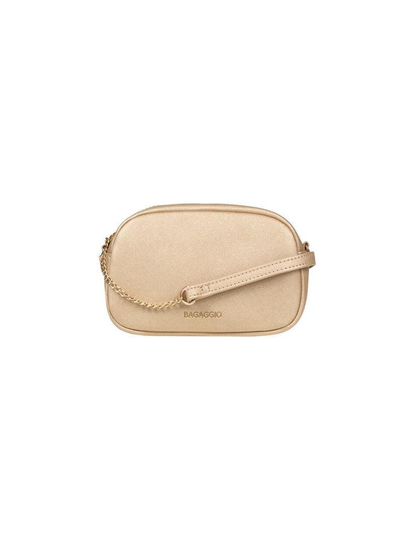 Mini bolsa feminina transversal com correntes dourada