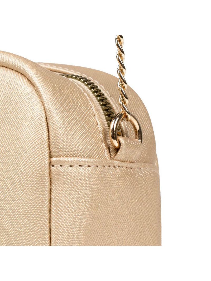 Mini bolsa feminina transversal com correntes dourada