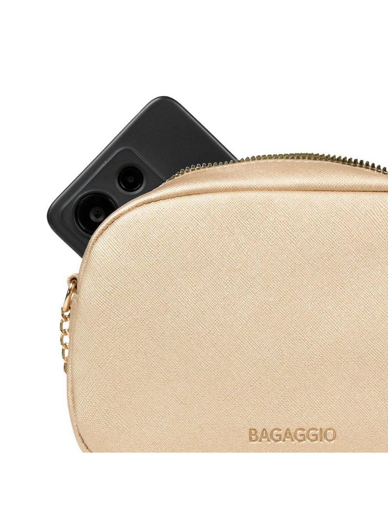 Mini bolsa feminina transversal com correntes dourada