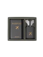 Kit etiqueta e porta passaporte travel cinza