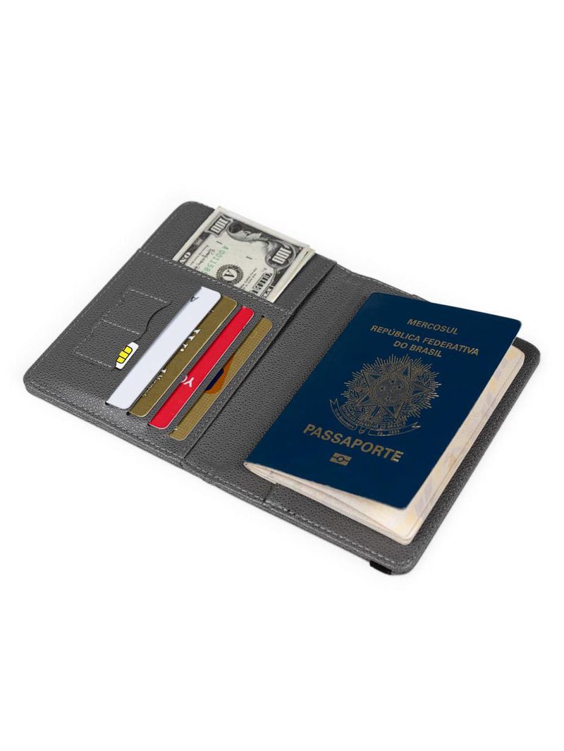 Kit etiqueta e porta passaporte travel cinza