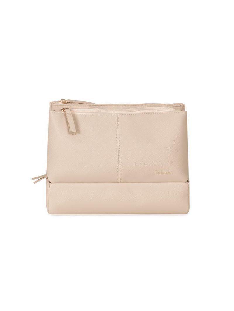 Nécessaire de viagem feminina grande recortes bege