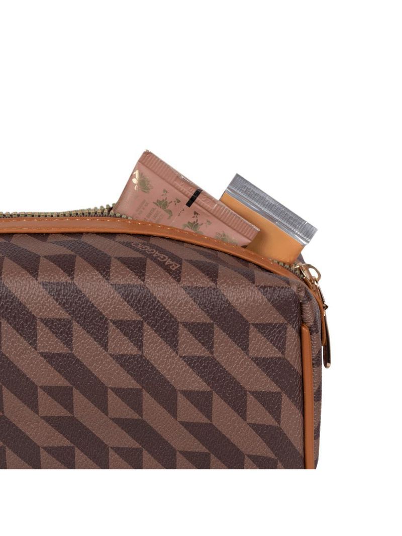 Necessaire de viagem feminina média monograma bg marrom