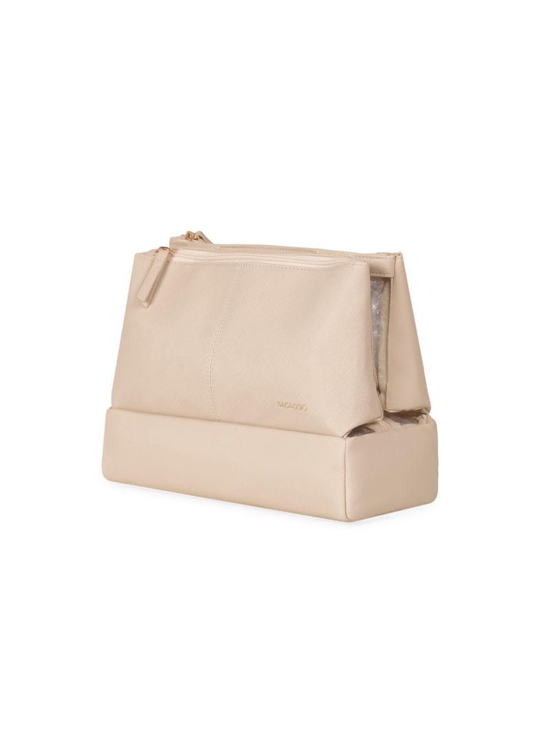 Nécessaire de viagem feminina grande recortes bege